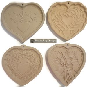 Brown brown cookie art set of 4 clay cookie heart molds 1999, 1998, 1986, 1985.